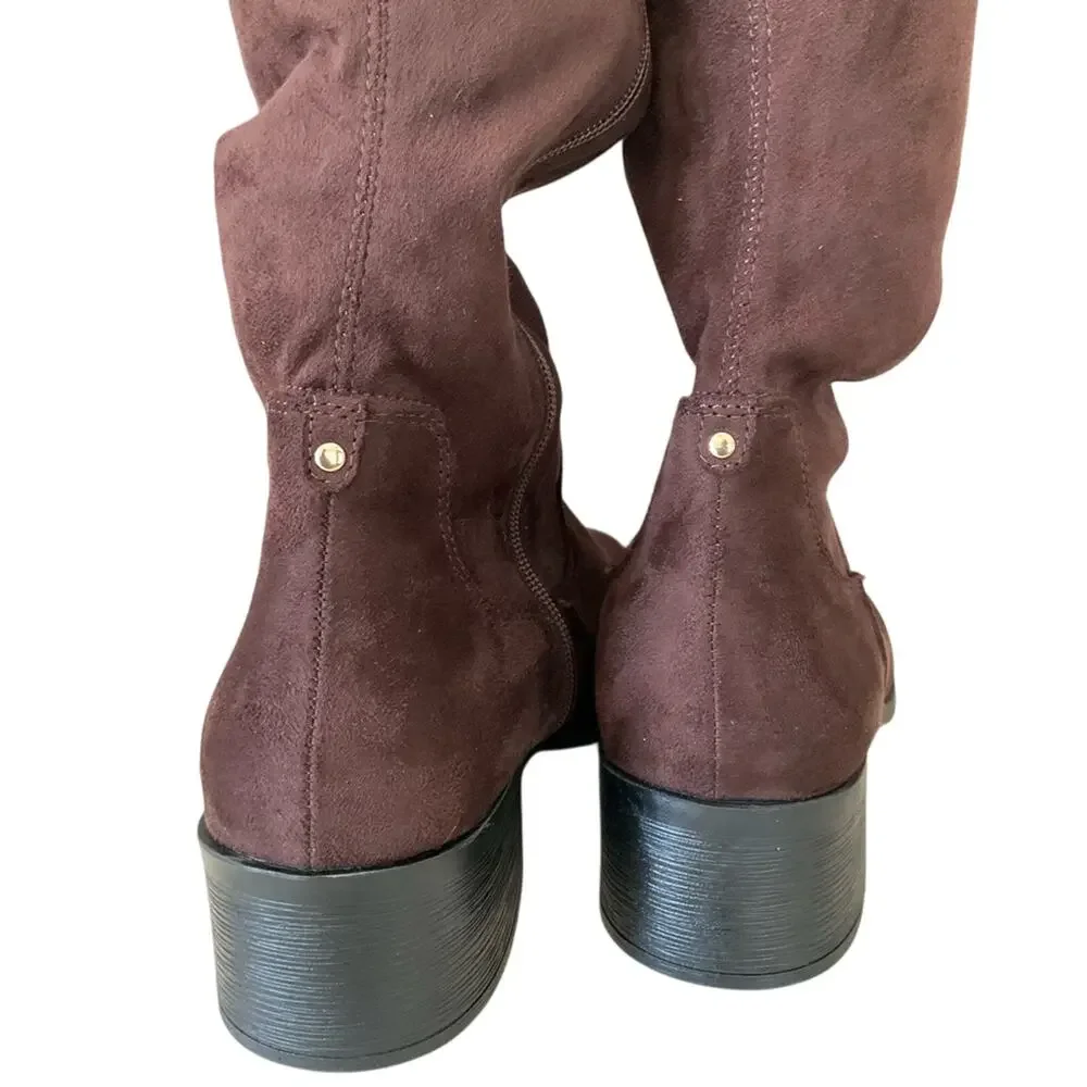 Kenneth Cole Women's Boots Knee-High Faux Suede Brown Size 8.5 NEW NIB